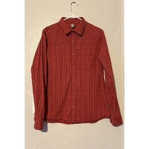 Stio Shirt Mens Medium Red Plaid Miter Lightweight Long Sleeve Hiking